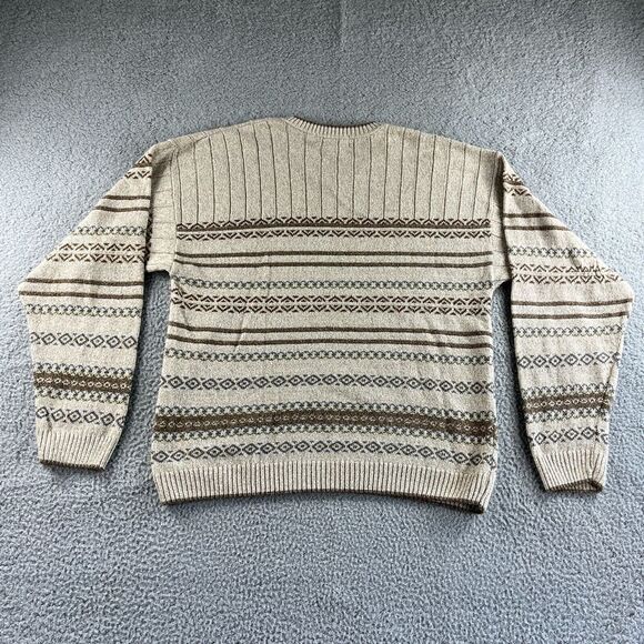 Vintage Croft & Barrow Sweater Mens Medium Beige Striped USA‎ Grandpa Grunge 90s - Picture 2 of 15